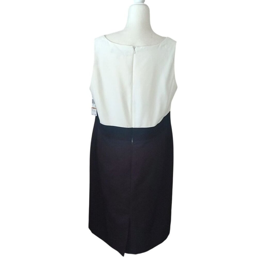 Nipon Boutique Women's 16W Colorblock Sleeveless Sheath Dress In Chocolate/White - Picture 3 of 15